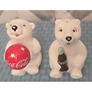 Vintage Coca-Cola Polar Bear Collectible Salt & Pepper Shakers
